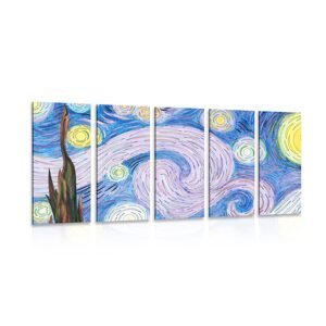 5-dielny obraz farebná reprodukcia Hviezdna noc - Vincent van Gogh