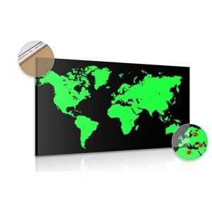 Obraz na korku zelená mapa na čiernom pozadí