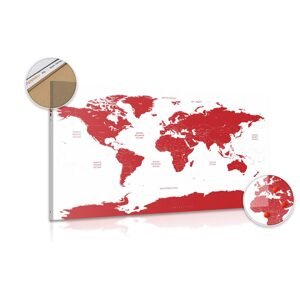 Obraz na korku mapa sveta s jednotlivými štátmi v červenej farbe