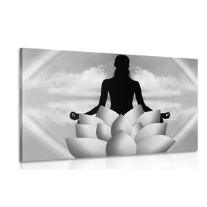 Obraz meditačné cvičenie v čiernobielom prevedení