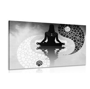 Obraz jin a jang jóga v čiernobielom prevedení