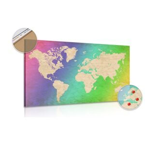 Obraz na korku pastelová mapa sveta