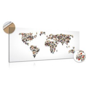 Obraz na korku mapa sveta pozostávajúca z ľudí