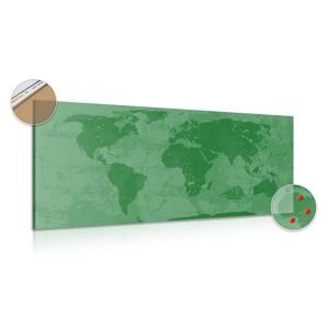 Obraz na korku rustikálna mapa sveta v zelenej farbe