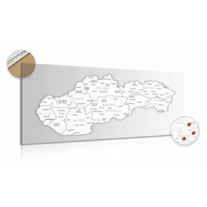 Obraz na korku čiernobiela mapa Slovenska