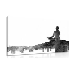 Obraz meditácia ženy v čiernobielom prevedení