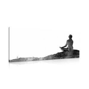 Obraz meditujúca žena v čiernobielom prevedení