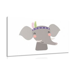 Obraz sloník s indiánskymi pierkami
