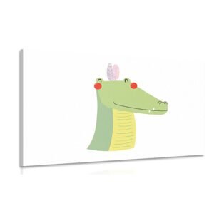 Obraz roztomilý krokodíl s pierkami