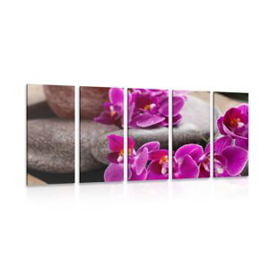 5-dielny obraz nádherná orchidea a Zen kamene