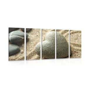 5-dielny obraz Zen kameň v tvare srdca