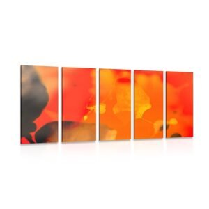 5-dielny obraz abstrakcia ohnivého listu