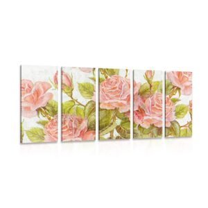 5-dielny obraz vintage kytica ruží