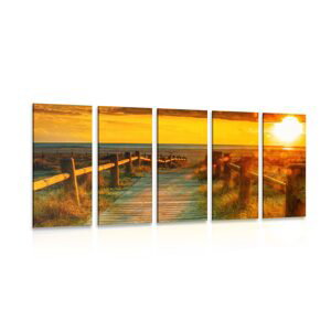 5-dielny obraz fascinujúci západ slnka