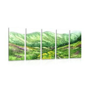 5-dielny obraz letné horské údolie