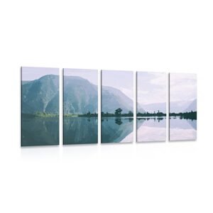 5-dielny obraz maľovaná scenéria horského jazera