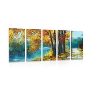 5-dielny obraz maľované stromy vo farbách jesene