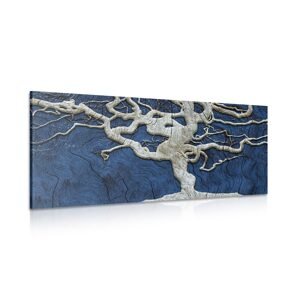 Obraz abstraktný strom na dreve s modrým kontrastom