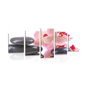 5-dielny obraz SPA kamene a orchidea