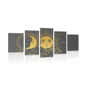 5-dielny obraz harmónia slnka a mesiaca