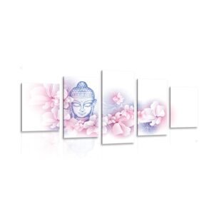 5-dielny obraz Budha so sakurou