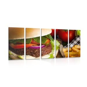 5-dielny obraz americký hamburger