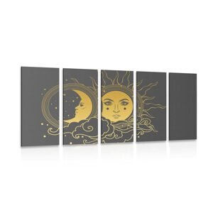 5-dielny obraz harmónia slnka a mesiaca