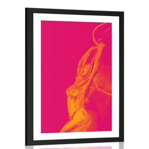 Plagát s paspartou žiarivá silueta ženy