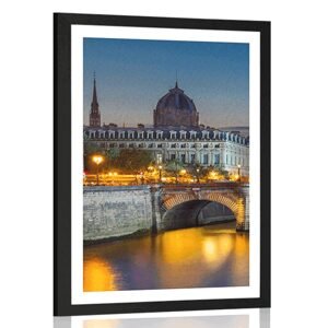 Plagát s paspartou oslňujúca panoráma Paríža