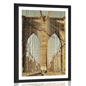 Plagát s paspartou most Manhattan v New Yorku