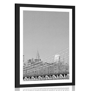 Plagát s paspartou mrakodrapy v New Yorku v čiernobielom prevedení