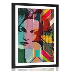 Plagát s paspartou portrét ženy na farebnom pozadí
