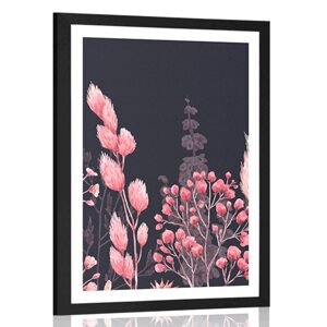 Plagát s paspartou variácie trávy v ružovej farbe