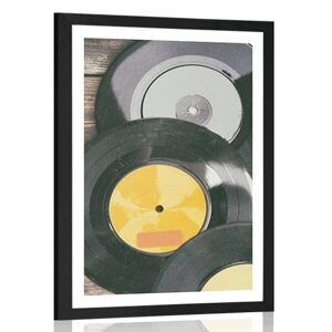 Plagát s paspartou staré platne gramofónu