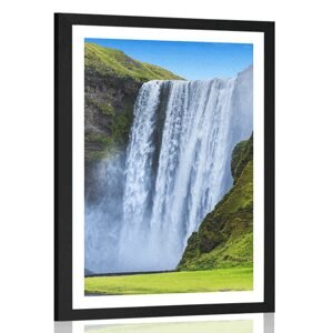 Plagát s paspartou ikonický vodopád na Islande