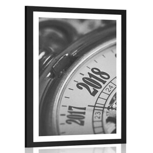 Plagát s paspartou vintage vreckové hodinky v čiernobielom prevedení