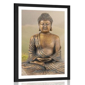 Plagát s paspartou socha Budhu v meditujúcej polohe