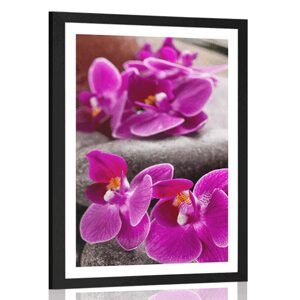 Plagát s paspartou nádherná orchidea a Zen kamene