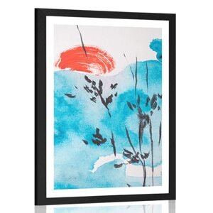 Plagát s paspartou maľba japonskej oblohy