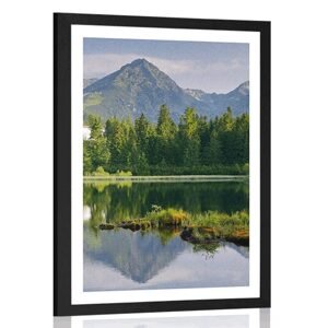 Plagát s paspartou nádherná panoráma hôr pri jazere