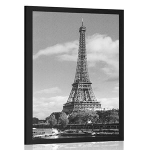 Plagát nádherná panoráma Paríža v čiernobielom prevedení