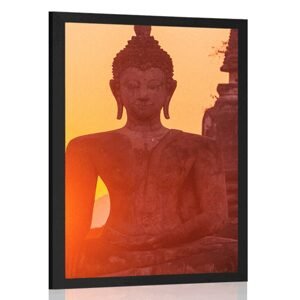 Plagát socha Budhu uprostred kameňov