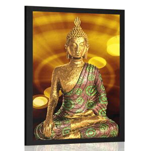 Plagát socha Budhu s abstraktným pozadím