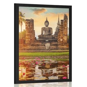 Plagát socha Budhu v parku Sukhothai