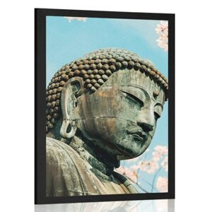 Plagát socha Budhu pri čerešni