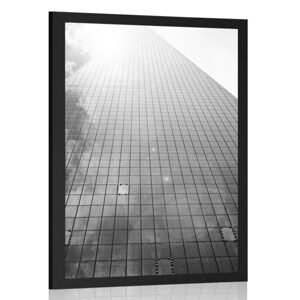 Plagát mrakodrap v čiernobielom prevedení
