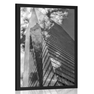 Plagát majestátne mrakodrapy v čiernobielom prevedení