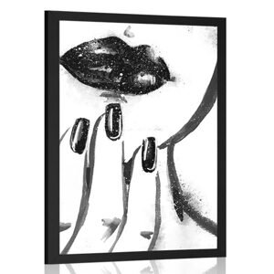 Plagát akvarelový portrét ženy v čiernobielom prevedení