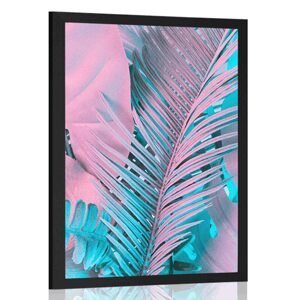 Plagát palmové listy v neobyčajných neónových farbách