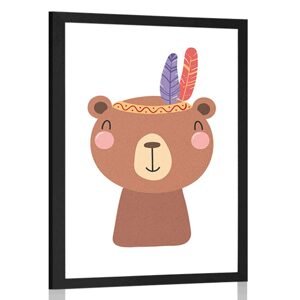 Plagát roztomilý medvedík s pierkami